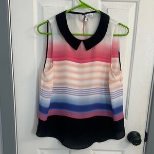 Elle Striped Blouse with Black Collar